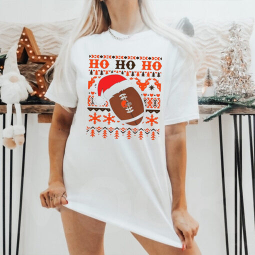 Official NFL Cleveland Browns Football Santa Claus Ho Ho Ho Christmas 2024 Shirt