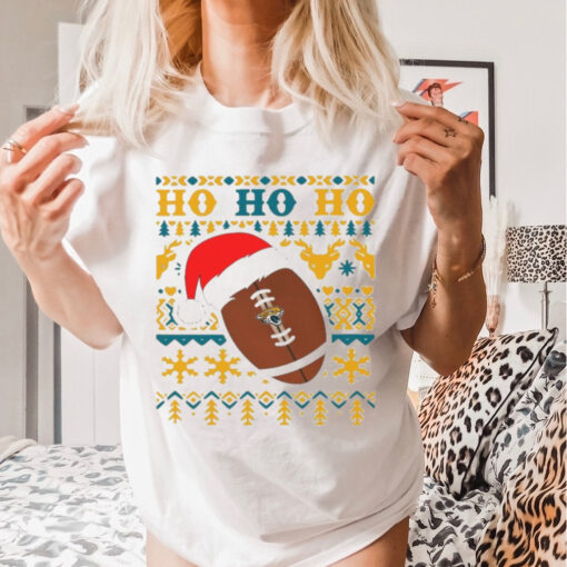 Official NFL Jacksonville Jaguars Football Santa Claus Ho Ho Ho Christmas 2024 Shirt