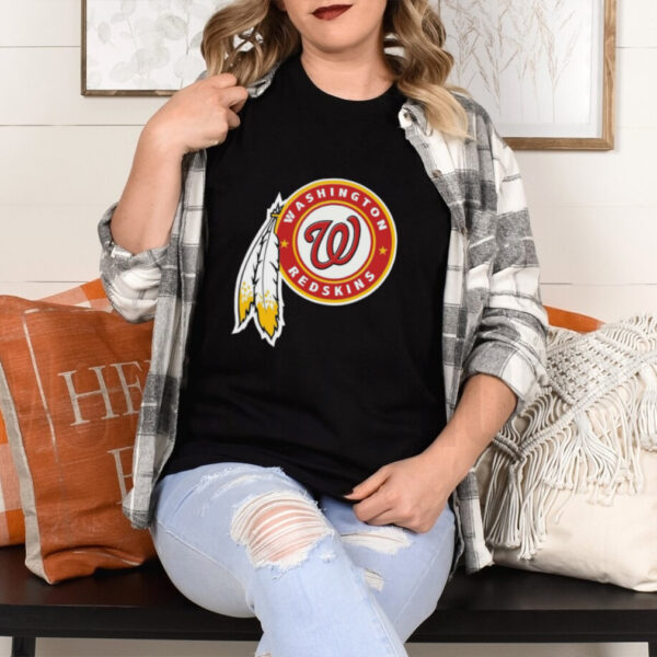 Official NFL x MLB Washington Redskins X Washington Nationals Logo Mash Shirt