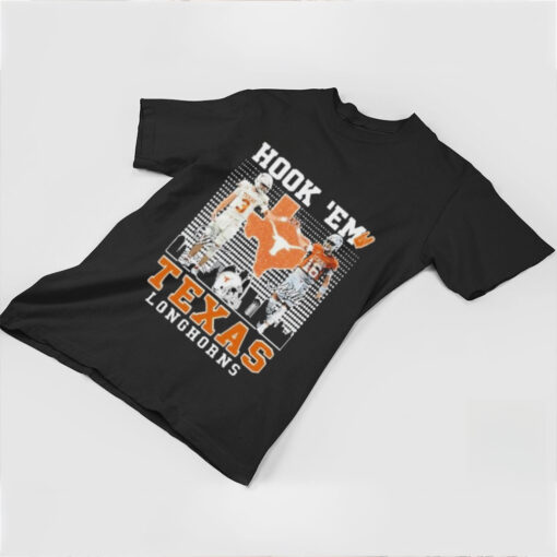 Official Texas Longhorns Jordan Whittington Arch Manning Hook ‘Em T Shirt