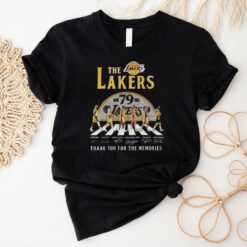 Official The Lakers 79th Anniversary 1946 2025 Walking Signatures Thank You For The Memories Shirt