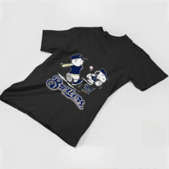 Peanuts Charlie Brown And Snoopy Playing Baseball Milwaukee Brewers T Shirt