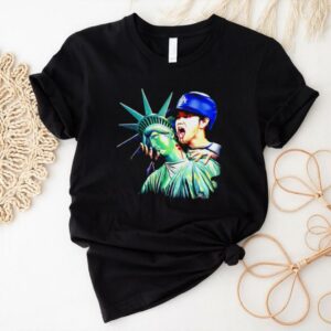 Vampire Shohei Ohtani bite Statue of Liberty New York baseball shirt