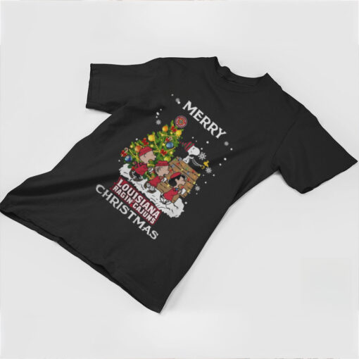 2024 Louisiana Ragin_ Cajuns Snoopy And Friends Merry Christmas Shirt