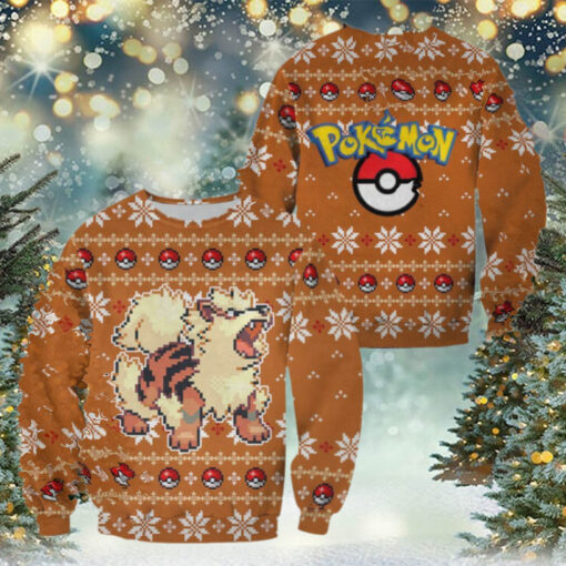 3D Anime Pokemon Arcanine Custom Fandom Ugly Christmas Sweater