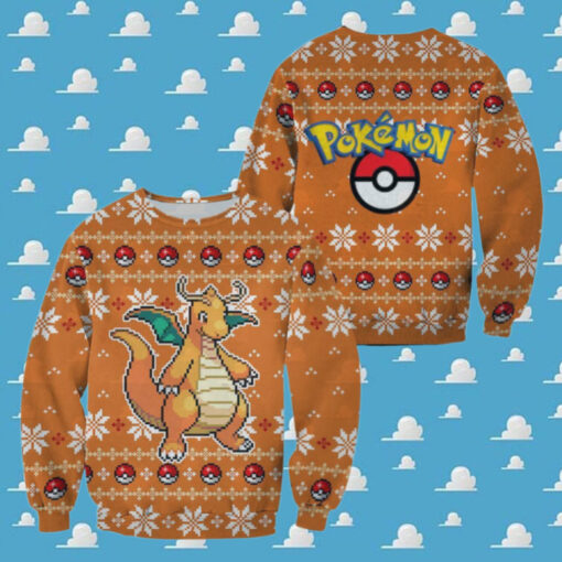 3D Anime Pokemon Dragonite Custom Fandom Ugly Christmas Sweater