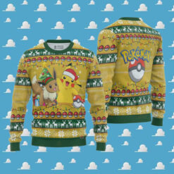 3D Anime Pokemon Pikachu Eevee Custom Fandom Ugly Christmas Sweater VA309060