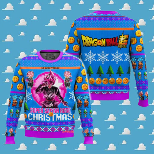 Black Goku Super Saiyan Rose Christmas Ugly Sweater