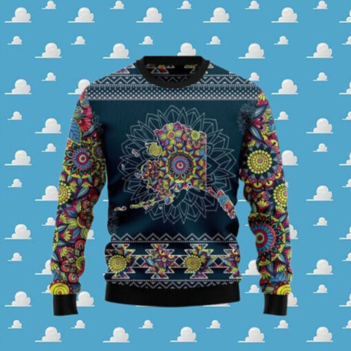 Alaska Blue Mandala Ugly Christmas Sweater