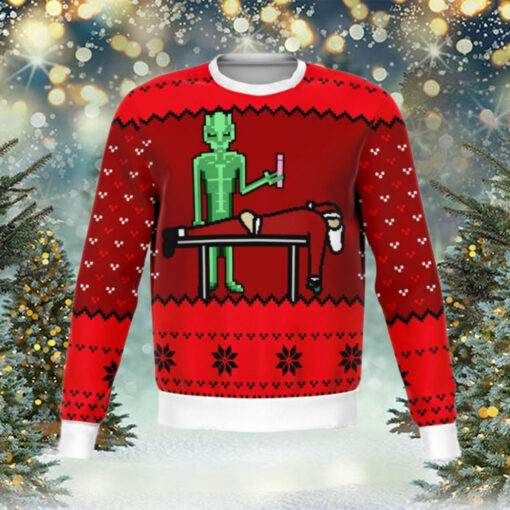 Alien And Santa Dildo Funny Christmas Ugly Sweater