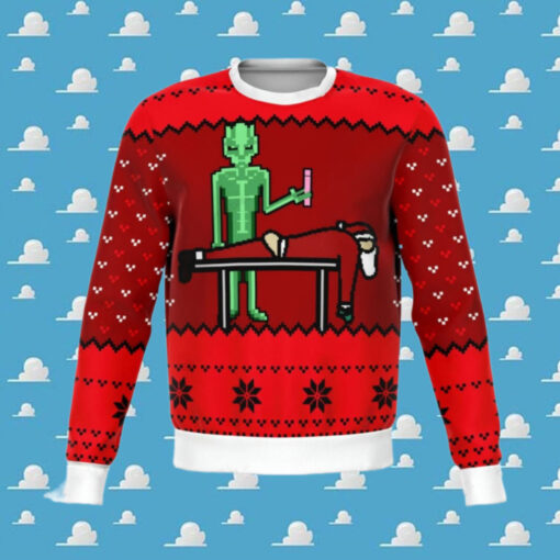 Alien And Santa Dildo Funny Christmas Ugly Sweater