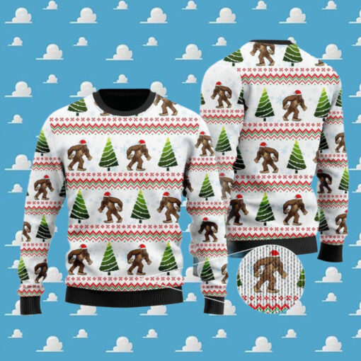 Amazing Bigfoot Christmas Tree Ugly Sweater