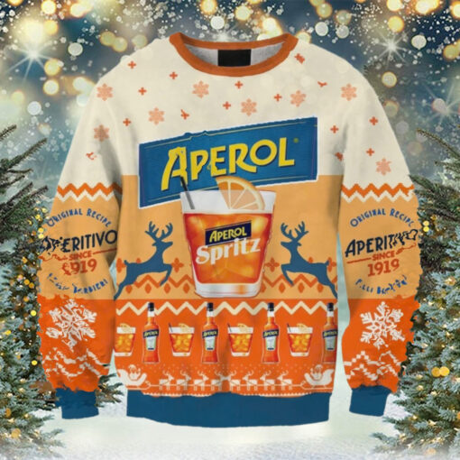 Aperol Spritz Snowing Christmas Ugly Sweater