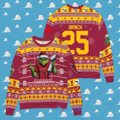 Arizona Cardinals x Grinch Christmas Dr. Seuss How the Grinch Stole Christmas with Super Bowl Trophy Custom Ugly Christmas Sweater