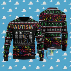 Autism Ugly Christmas Sweater With Variations, It’s Not A Disability It’s A Different Ability