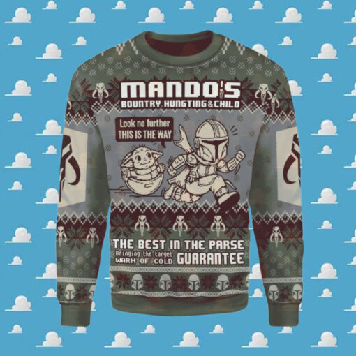 Baby Yoda x Mandalorian Mando’S Bounty Hunting Ugly Christmas Sweater