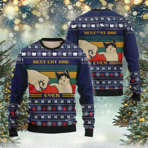 Best Cat Dad Ever Christmas Ugly Sweaters For Couples