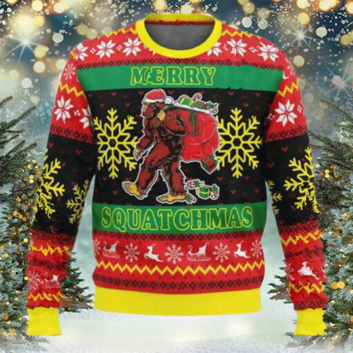 Bigfoot Merry Squatchmas Ugly Christmas Sweater