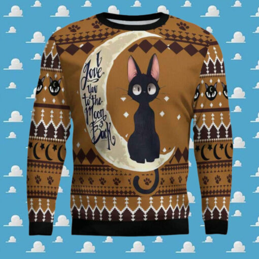 Black Cat Moon And Back Ugly Christmas Sweater