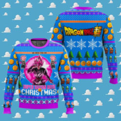 Black Goku Super Saiyan Rose Christmas Ugly Sweater