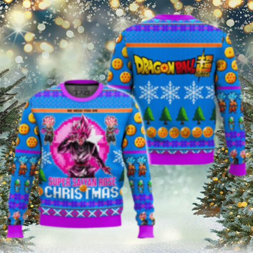 Black Goku Super Saiyan Rose Christmas Ugly Sweater