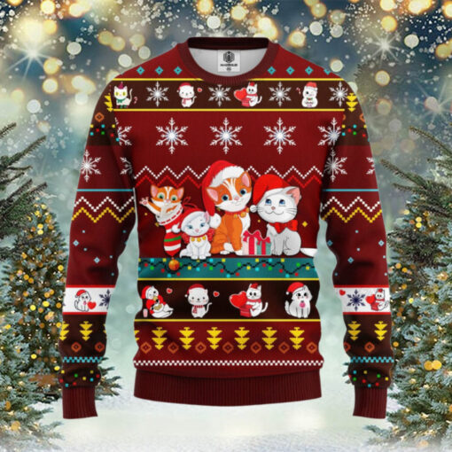 Cat Cartoon Cute Noel Ugly Christmas Sweater