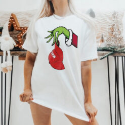 Christmas Grinch hand holding Maga hat shirt