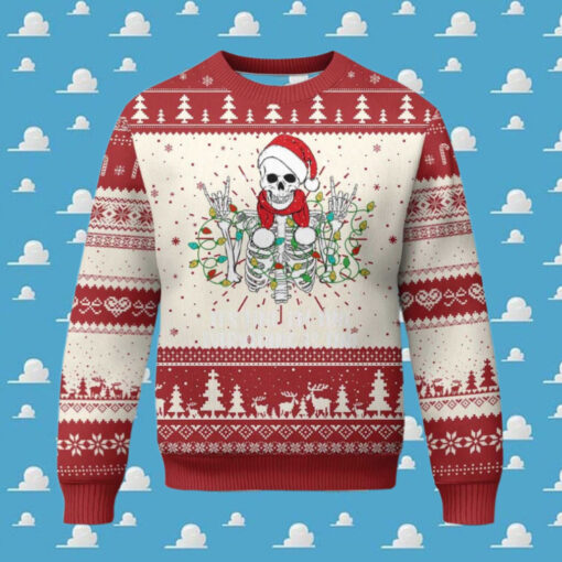 Christmas Skeleton Ugly Christmas Sweater It’s Fine I’m Fine Everything Is Fine Xmas Light Funny TS02