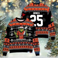 Cincinnati Bengals x Grinch Christmas Dr. Seuss How the Grinch Stole Christmas with Super Bowl Trophy Custom Ugly Christmas Sweater