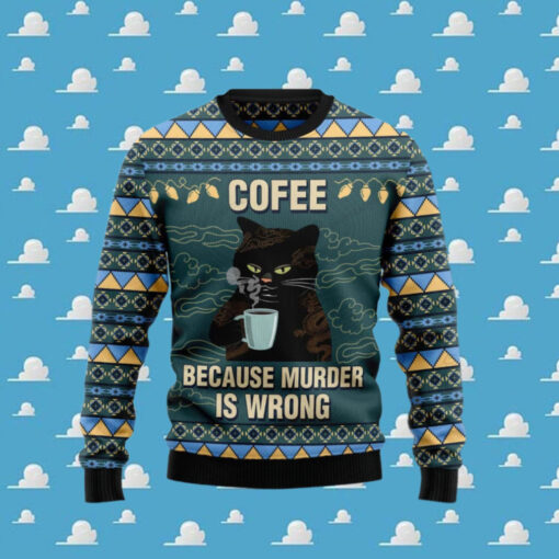 Coffee Cat Ugly Christmas Sweater