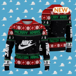 Custom Merry Xmas Nike Red Ugly Sweater