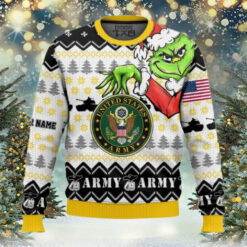 Custom Name Grinch x US Army Ugly Sweater V1