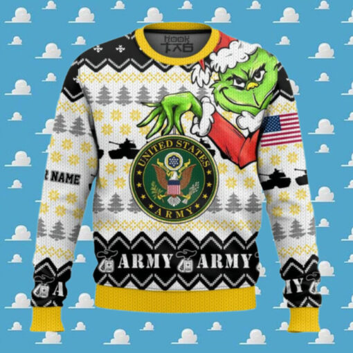 Custom Name Grinch x US Army Ugly Sweater V1