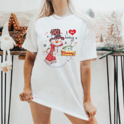 Cute I Love Being A Grammy Snowman Retro Snowflake Candy Merry Christmas And Happy New Year T Shirt