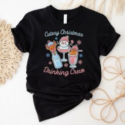 Cutesy Christmas drinking crew snowman reindeer and gingerbread shirt