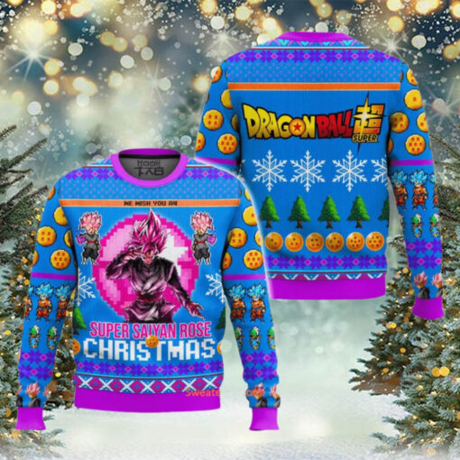 Black Goku Super Saiyan Rose Christmas Ugly Sweater