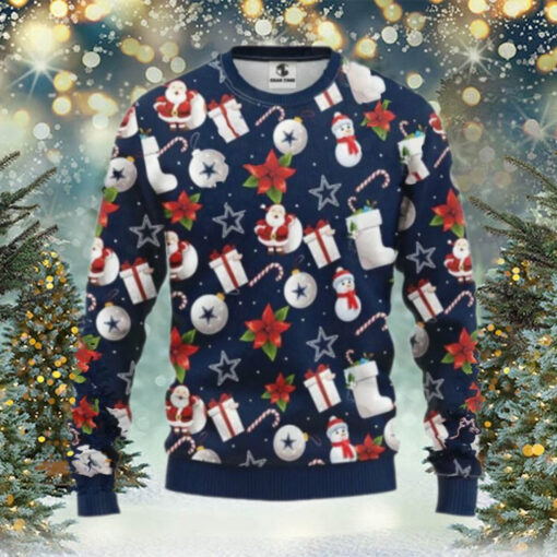 Dallas Cowboys Santa Claus Snowman Christmas Ugly Sweater, Dallas Cowboys Ugly Christmas Sweater