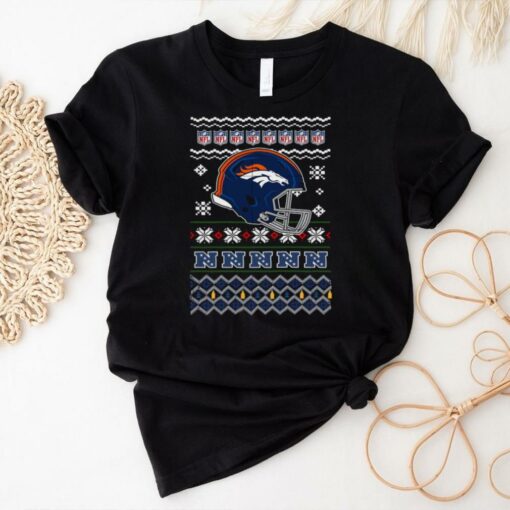 Denver Broncos NFL football Christmas helmet shirt