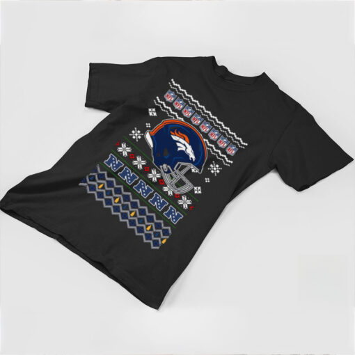 Denver Broncos NFL football Christmas helmet shirt