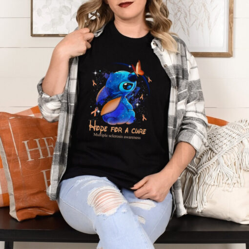 Disney Stitch With Butterfly Hope For A Cure Multiple Sclerosis Awareness T Shirt