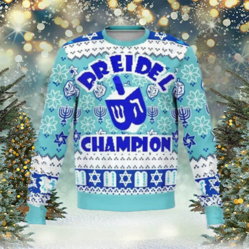 Dreidel Champ Funny Ugly Christmas Sweater Festive Hanukkah