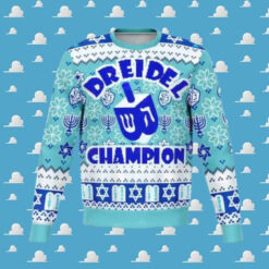 Dreidel Champ Funny Ugly Christmas Sweater Festive Hanukkah