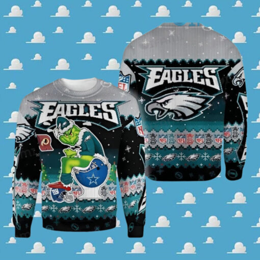 Eagles Christmas Sweater Grinch Toilet Redskins Cowboys NY Giants Philadelphia Eagles Gift