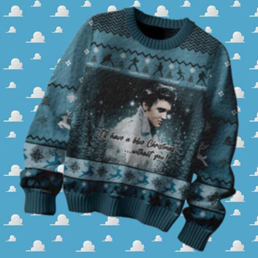 Elvis Presley I Will Have A Blue Christmas Without You 2024 Ugly Sweater