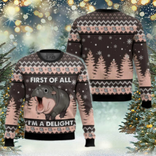 First of All I’m a Delight Hippo Ugly Sweater