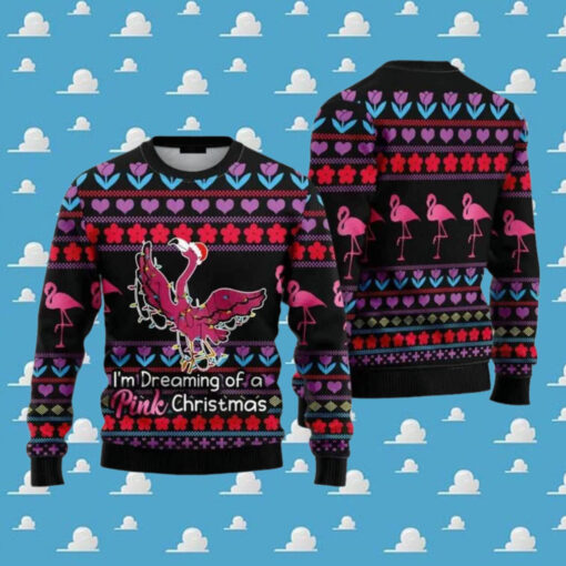 Flamingo Pink I’m Dreaming Of A Pink Christmas Ugly Christmas Sweater