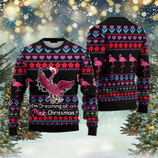 Flamingo Pink I’m Dreaming Of A Pink Christmas Ugly Christmas Sweater