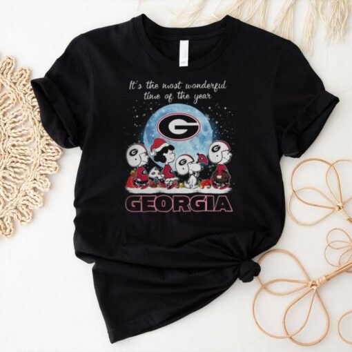 Georgia Bulldogs It The Most Wonderful Time Of The Year Peanut Characters Christmas Shirt