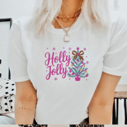 Glitter Holly Jolly Christmas Tree Shirt