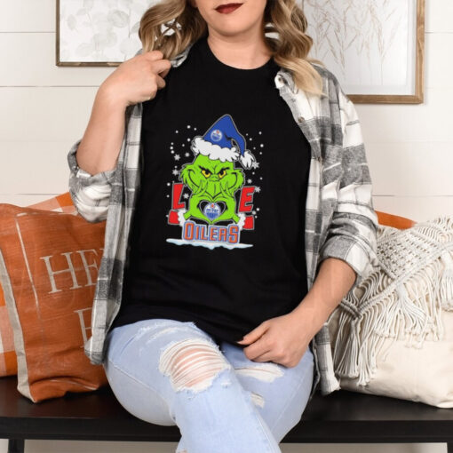 Grinch Hand Love Edmonton Hockey Christmas Shirt